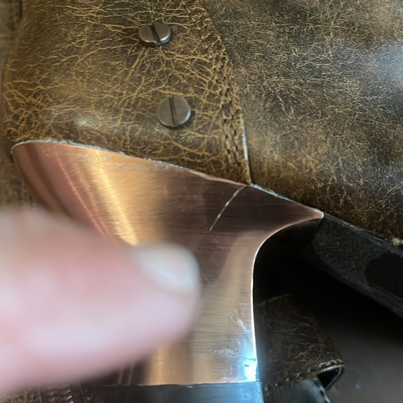 Ladies size 7 faux leather Brown and bronze steampunk boots with spool heel - Picture 5 of 5